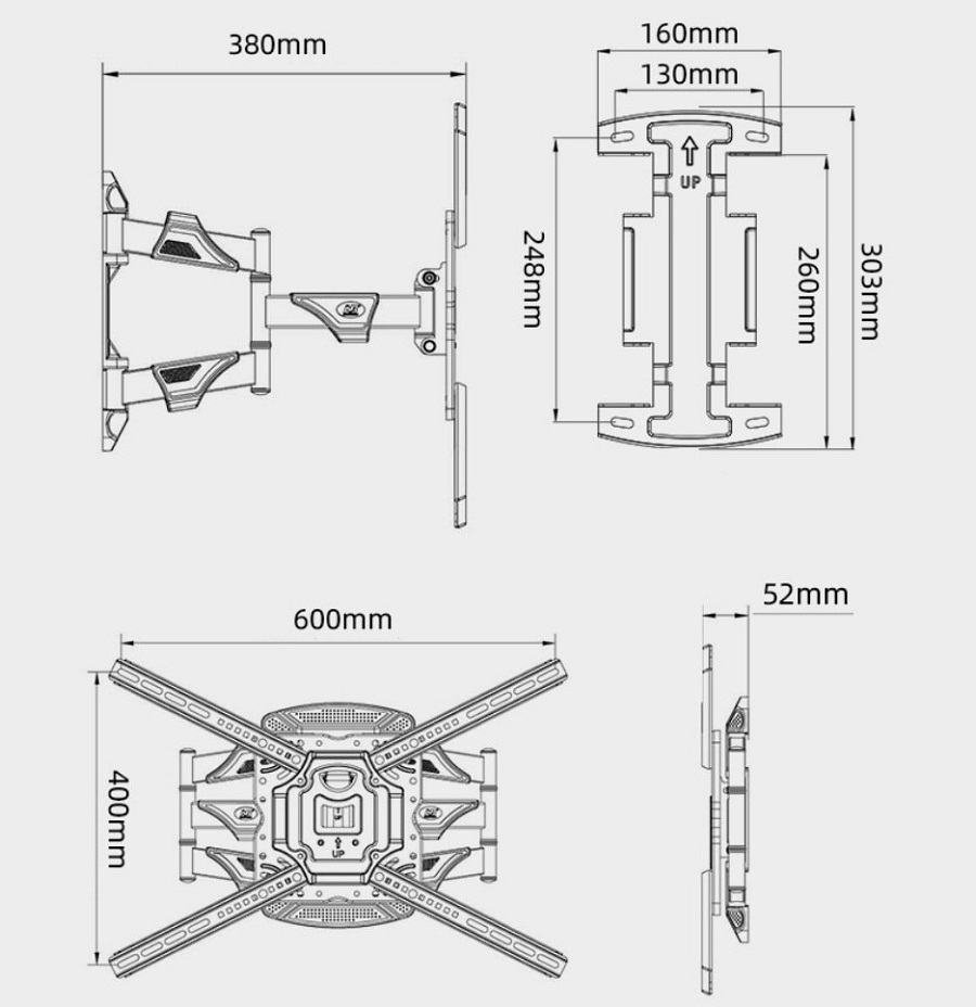 chi tiết Giá Treo Tivi Xoay Nhập Khẩu NB-P5 (L400) 32 - 75 inch Xoay Đa Năng